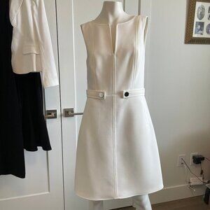 Judith & Charles Sleeveless Boat Nk Split V Fit & Flare Lined Dress White Sz 10